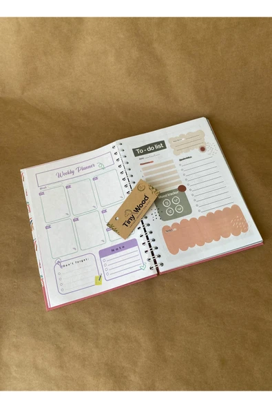 17x24 cm Stickerlı Süresiz Planlama Defteri – Sert Kapaklı Haftalık Günlük Ajanda, Organizer - 9