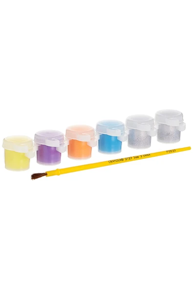 Washable Kids' Paint Pots -Yıkanabilir Boya, parıltı - Amerikan-nontoxic-6 Renk +Fırça - Resim 3