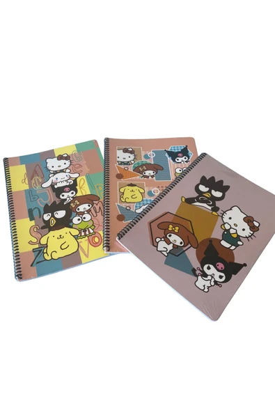 Hello Kitty and Friends Lisanslı A4 Çizgili 80 Yaprak Spiralli Karton Kapak Okul Defteri - 2
