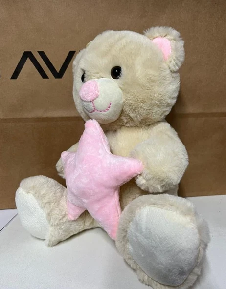 Oyuncak Peluş Sevimli Uyku Arkadaşı Yıldızlı Ayıcık 26 cm - Resim 2