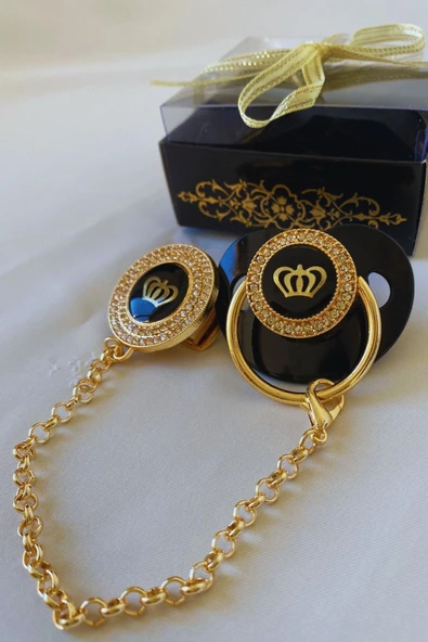 Altın Kaplama Zirkon Taşlı Emzik Ve Emzik Zincir Takımı - Resim 5