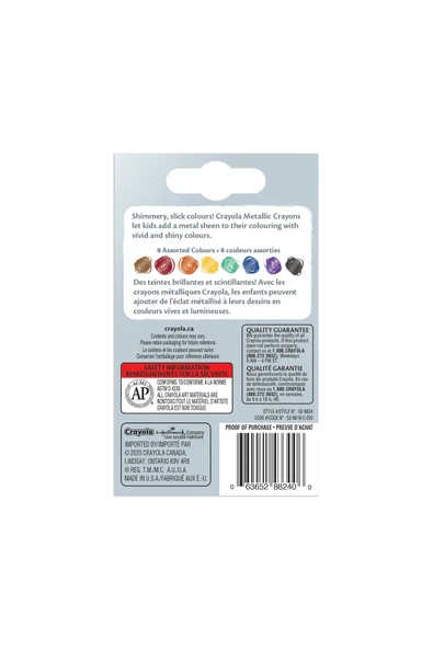 8 Metallic Crayons- Amerikan-Nontoxic- 8 Metalik Renk Mum Boya Seti - Resim 5
