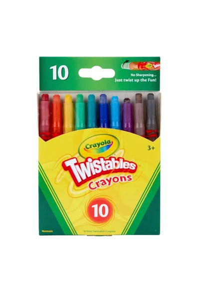 10 Twistable Crayons- Amerikan-Nontoxic- 10 Renk Çevrilebilen Pastel Mum Boya Kalemi ürün görseli