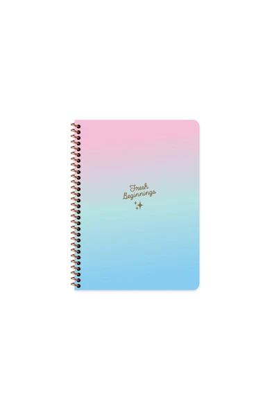 Peri Tozu Serisi 16,5x22,5 cm Çizgili Spiralli Yuvarlak Köşe Karton Kapak Okul Defteri + Sticker