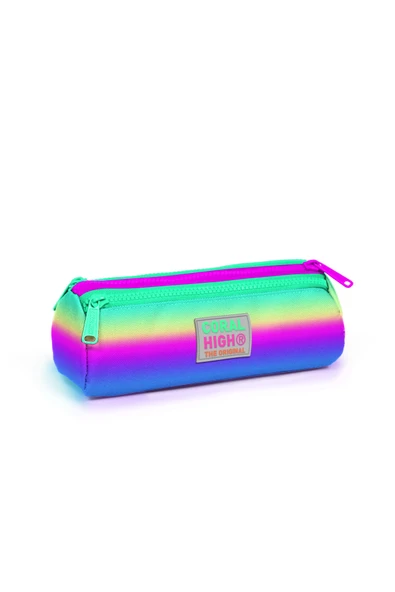 Renk Geçişli Gökkuşağı 4 Bölmeli Okul Çantası, Kalemlik, Beslenme Çantası 3lü Set Ilköğretim Çanta - 6