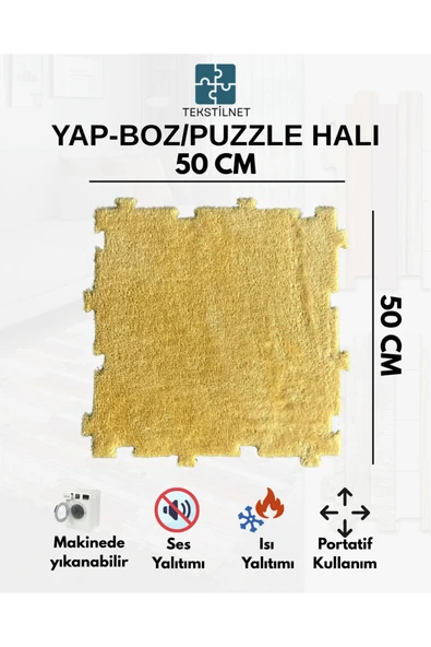 Tekstilnet Peluş Kreş Halısı Anaokulu Puzzle Halı Japon Halı 50x50 - 5