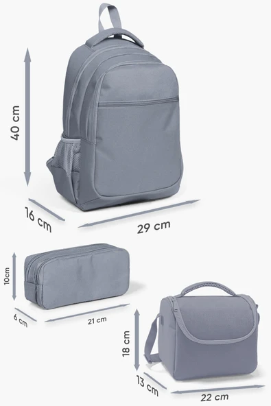 Pembe Renkli Dondurmalı Kedi Desenli 3’lü Okul Çanta Seti Kız Çocuk İlköğretim Çantası - 3