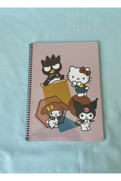 Hello Kitty and Friends Lisanslı A4 Çizgili 80 Yaprak Spiralli Karton Kapak Okul Defteri - 6