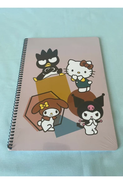 Hello Kitty and Friends Lisanslı A4 Çizgili 80 Yaprak Spiralli Karton Kapak Okul Defteri - 9