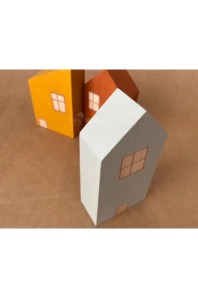 İskandinav Waldorf Ahşap Oyuncak Ev Seti, Ahşap Oyuncak Evler 3 lü - 2