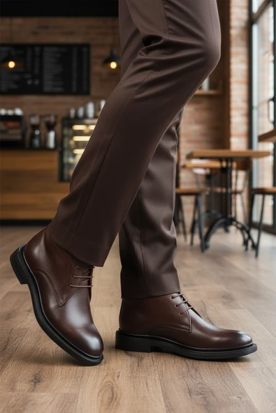 Ayakmod Kahverengi Bağcıklı Hakiki Deri Erkek Bot AG1188-1013 M - 3