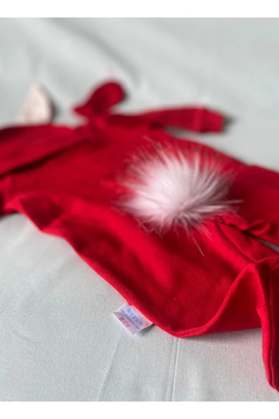 Yenidoğan Bebek Kırmızı Beyaz Tavşanlı Tulum Seti - 5