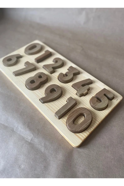 Doğal Ahşap Eğitici Sayılar Seti | Montessori Matematik Oyuncak 0-9 | El Yapımı Puzzle - 2