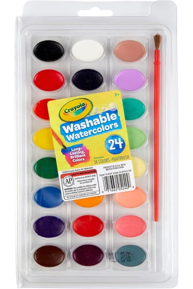 Washable Watercolour Paints, 24 Renk +Fırça -Yıkanabilir Suluboya - Amerikan-nontoxic- ürün görseli