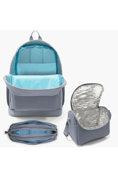 Pembe Rengarenk Dondurma Desenli 3’lü Okul Çanta Seti İlköğretim Okul Çantası, Beslenme ve Kalemlik - 4