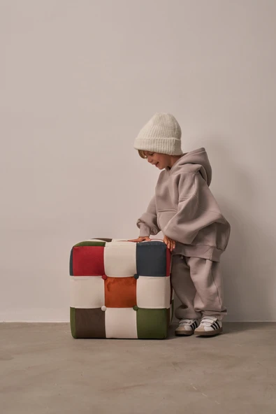 Gri Çocuk Kanguru Cepli Oversize Eşofman Takımı - Resim 2