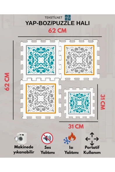 Tekstilnet Baskılı Halı,Sıcak Renkli Halı Puzzle Halı,Japon Halısı Modelleri Yapboz Halı - 11
