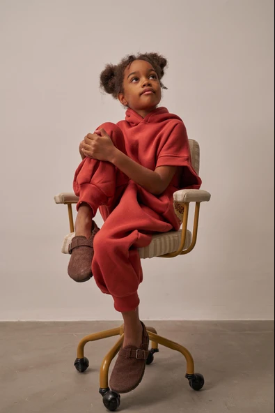 Kiremit Nakışlı Cepli Hoodie Takım - Resim 4