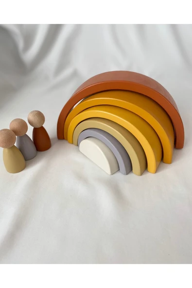 Waldorf Ahşap Gökkuşağı 6 Lı Kahve Rengi 6'lı Gökkuşağı - 3