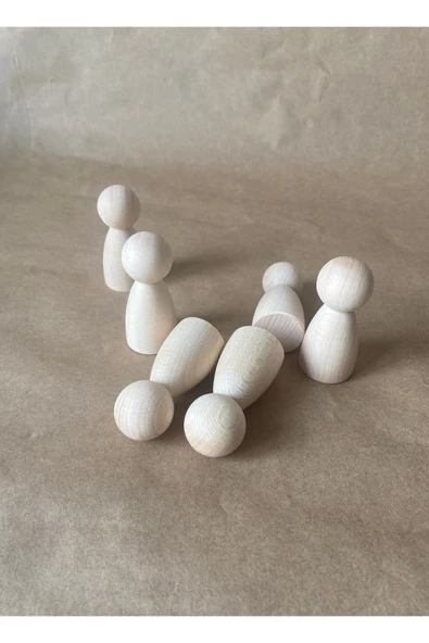6'lı Ahşap Peg Bebek Seti