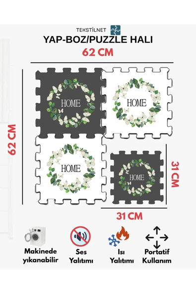 Tekstilnet Baskılı Halı,Sıcak Renkli Halı Puzzle Halı,Japon Halısı Modelleri Yapboz Halı - 10