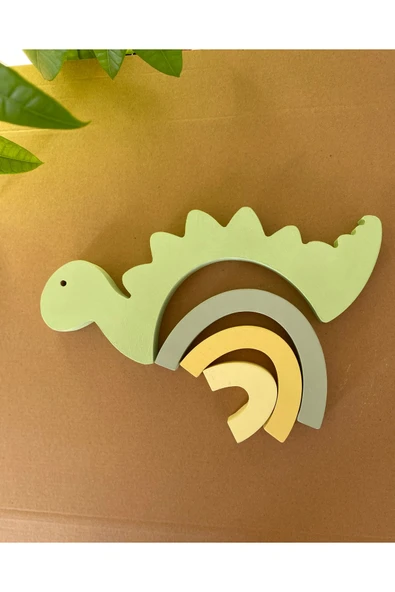 Ahşap Yeşil Dinazor Puzzle Oyuncak, Ahşap Oyuncak Dinazor - 4