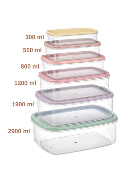 6’lı İç içe Geçen Kapaklı Saklama Kabı Seti, Buzdolabı Piknik Ofis Pratik Saklama Kutusu 6’lı Set - Resim 2