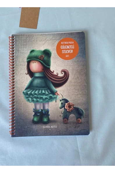 Tilda 16,5x22,5 cm 80 Yaprak Çizgili Karton Kapak Spiralli Defter + 50’den Fazla Sticker - 3