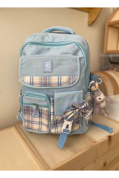 Kız Çocuk İlköğretim Çantası Ultra Hafif ilkokul / Ortaokul Okul Çantası Siyah-Mavi - 6
