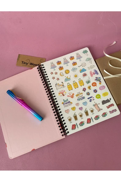 Süresiz Günlük Ajanda | Çilek ve Çiçek Desenli Spiral Planlayıcı Defter - 4