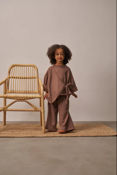 Kahverengi Waffle Bağlamalı Takım - Resim 7