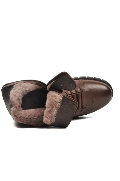 Ayakmod Kahve Deri Kürkü Soğuğa Dirençli Kaymaz Erkek Bot 2K8518 M - 4