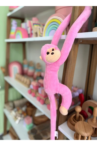 Sarılan Peluş Maymun – Elleri Cırt Cırtlı Uyku ve Oyun Arkadaşı – Sevimli Peluş Maymun Oyuncak - 5