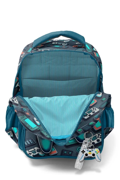 İlköğretim Erkek Çocuk Çanta Nefti Gamer Desenli 3’lü Okul Çanta Seti - Resim 3