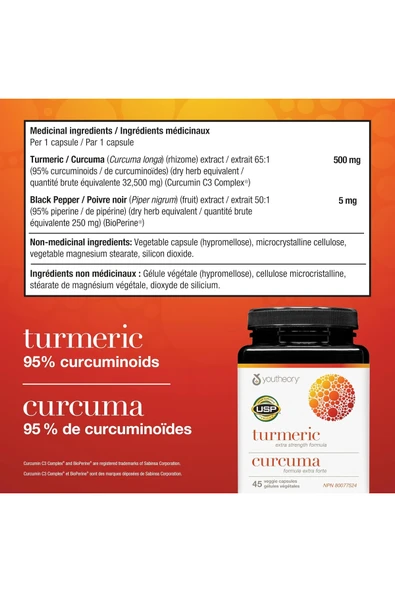 Turmeric Curcumin Karabiber C3 Complex -45 Kapsül- Extra Güçlü Formül - Resim 5