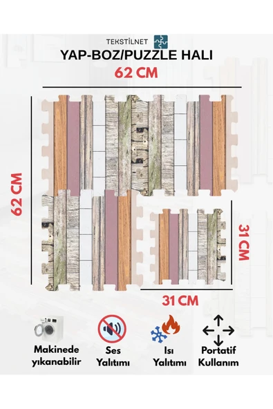 Tekstilnet Baskılı Halı,Sıcak Renkli Halı Puzzle Halı,Japon Halısı Modelleri Yapboz Halı - 9