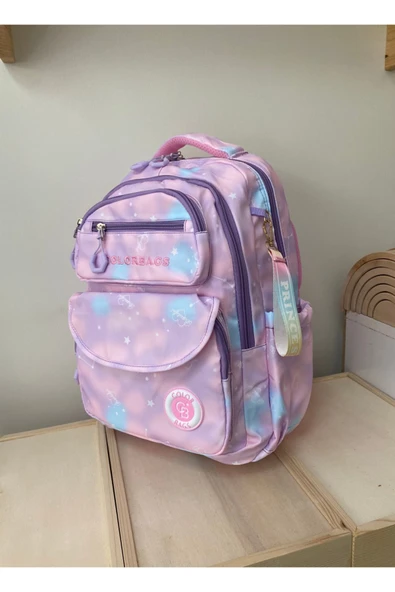 Kız Çocuk İlköğretim Çantası Ultra Hafif Ortopedik Sırt Okul Çantası  (Pembe-Lila-Mor) - 4