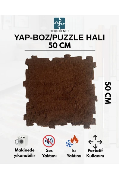 Tekstilnet Peluş Kreş Halısı Anaokulu Puzzle Halı Japon Halı 50x50 - 7