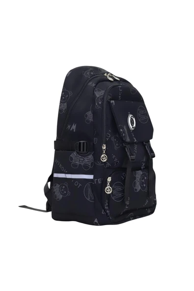 Siyah Erkek Okul Sırt Çantası – İlköğretim ve Lise Öğrencileri İçin, Çok Gözlü, Kaliteli Kumaş - 3