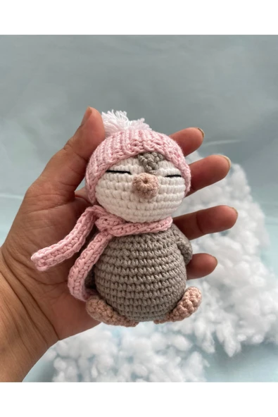 Amigurumi Mini Sevimli Penguen Kardeşler Organik El Örgüsü Oyuncak - 3