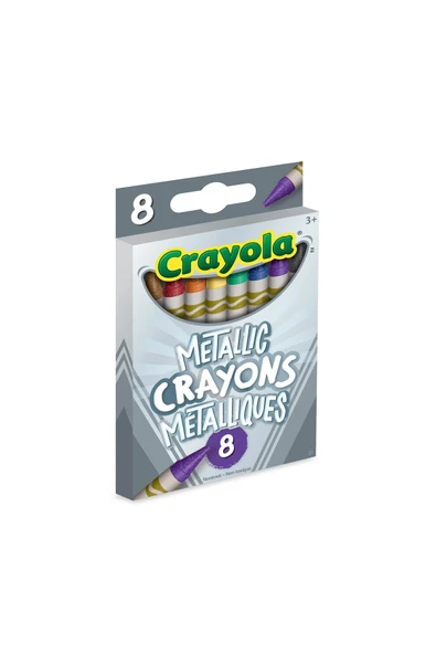 8 Metallic Crayons- Amerikan-Nontoxic- 8 Metalik Renk Mum Boya Seti - Resim 6