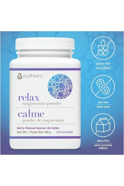 Relax Magnesium Powder -Orijinal USA- Magnezyum Tozu- Berry Flavour- 126 gr- 21 porsiyon - Resim 3