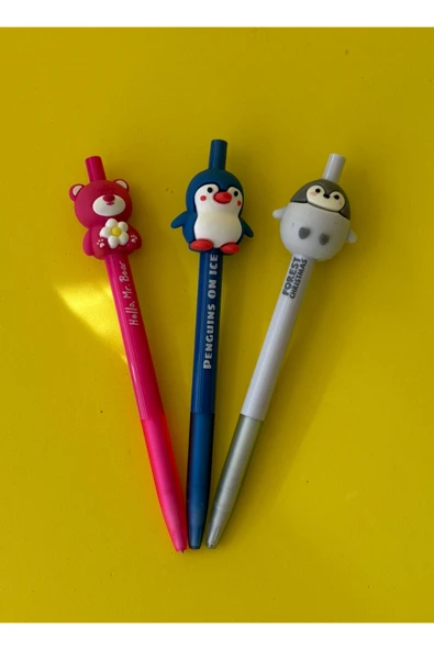 3'lü Hayvan Figürlü 0.7 Uçlu Versatil Kalem Seti | Sevimli ve Eğlenceli Tasarım Kalem - 5