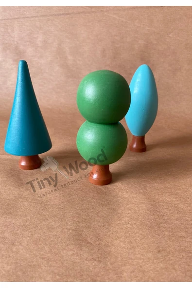 Ahşap Waldorf Orman Seti - 3'lü Ağaç Seti Eğitsel Oyuncak