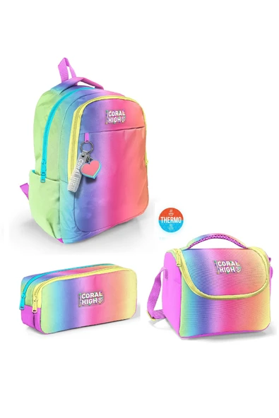 Kids Renk Geçişli Desenli 3 lü Okul Çanta Seti SET0123668 ürün görseli