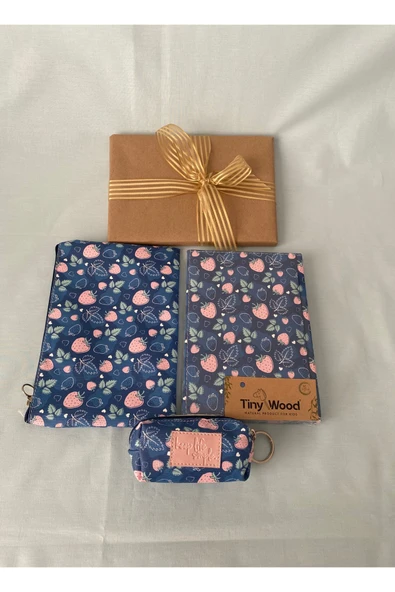 Kadın Hediye Seti – Defter, Anahtarlık ve Çanta Organizer | Desenli Deri Kapaklı Defter - 7