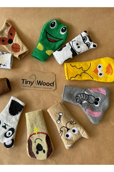 Hayvanlar Alemi Parmak Kukla Seti – 10’lu Eğitici Aile Oyunları, Keçe Montessori Waldorf Oyuncak - 5