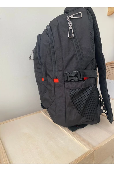 Ergonomik Çok Gözlü Siyah Laptop Sırt Çantası | Orta Boy Su Geçirmez Okul ve Günlük Çanta - 4
