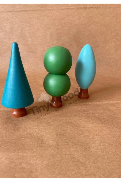 Ahşap Waldorf Orman Seti - 3'lü Ağaç Seti Eğitsel Oyuncak - 4