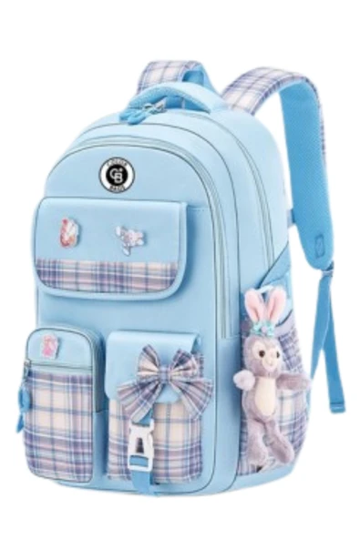 Kız Çocuk İlköğretim Çantası Ultra Hafif ilkokul / Ortaokul Okul Çantası Siyah-Mavi